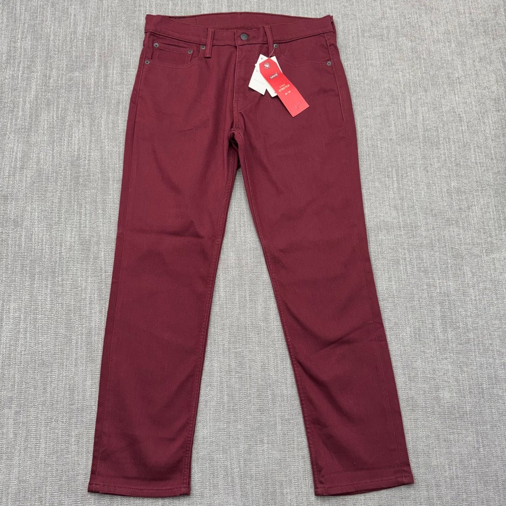 Levis 511 Slim Fit Pants Mens 33x30 Burgundy Comfort Stretch Brushed 045112397